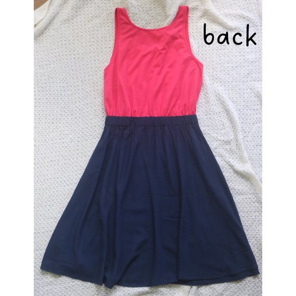 Xhilaration Color-Block A-line Sleeveless Dress (magenta, navy) [size M] - Picture 2 of 7